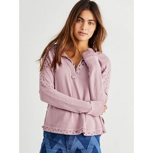 Free People “Heart to Heart Henley” Waffle Thermal Top SMALL